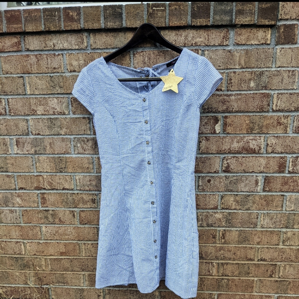 Pinstripe Swiftie button up cut out zip up back dress
